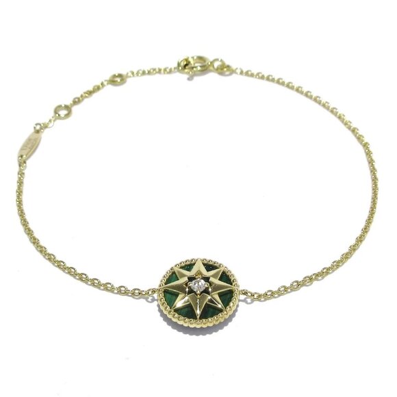 DIOR/ChristianDior Rose des Vents - 18K Yellow Gold Diamond Malachite - Picture 1 of 5
